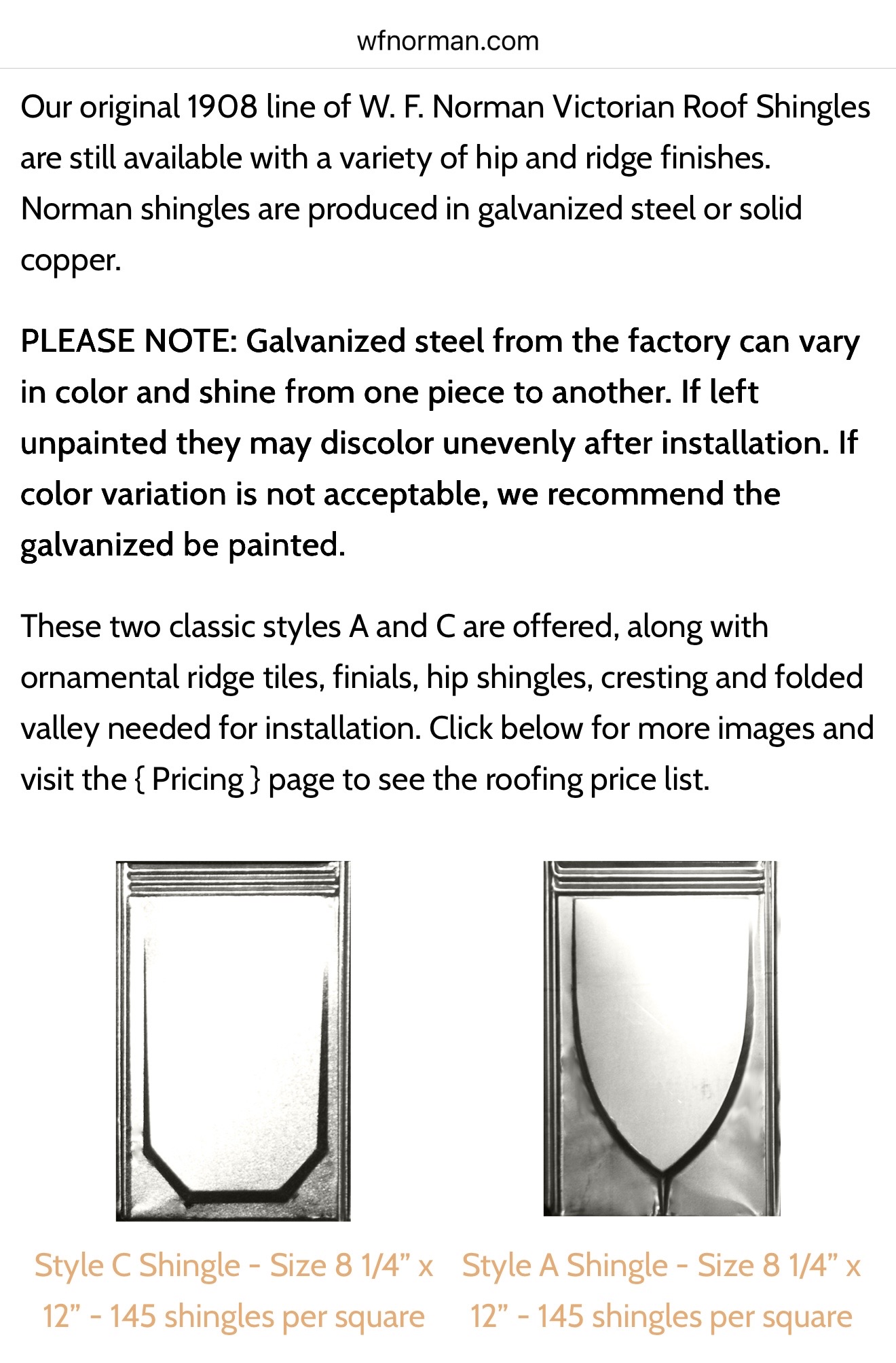 W.F. Norman Victorian Metal Shingles