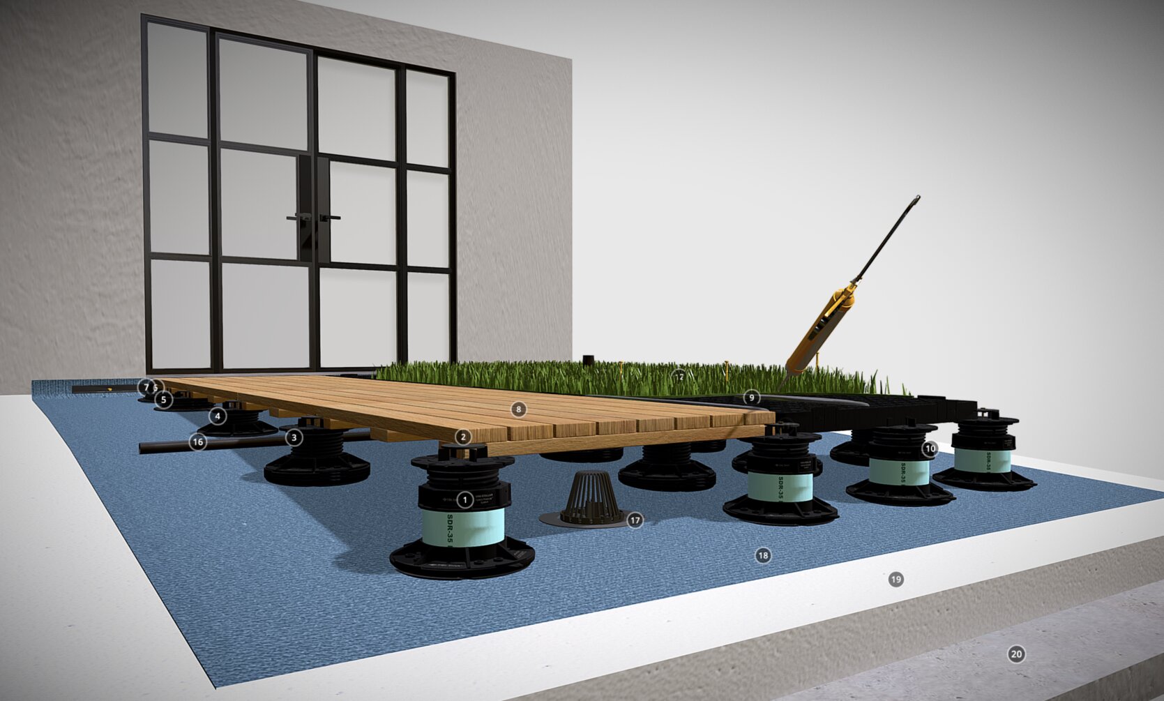 Tile Tech Model of Pavers on Pedestals