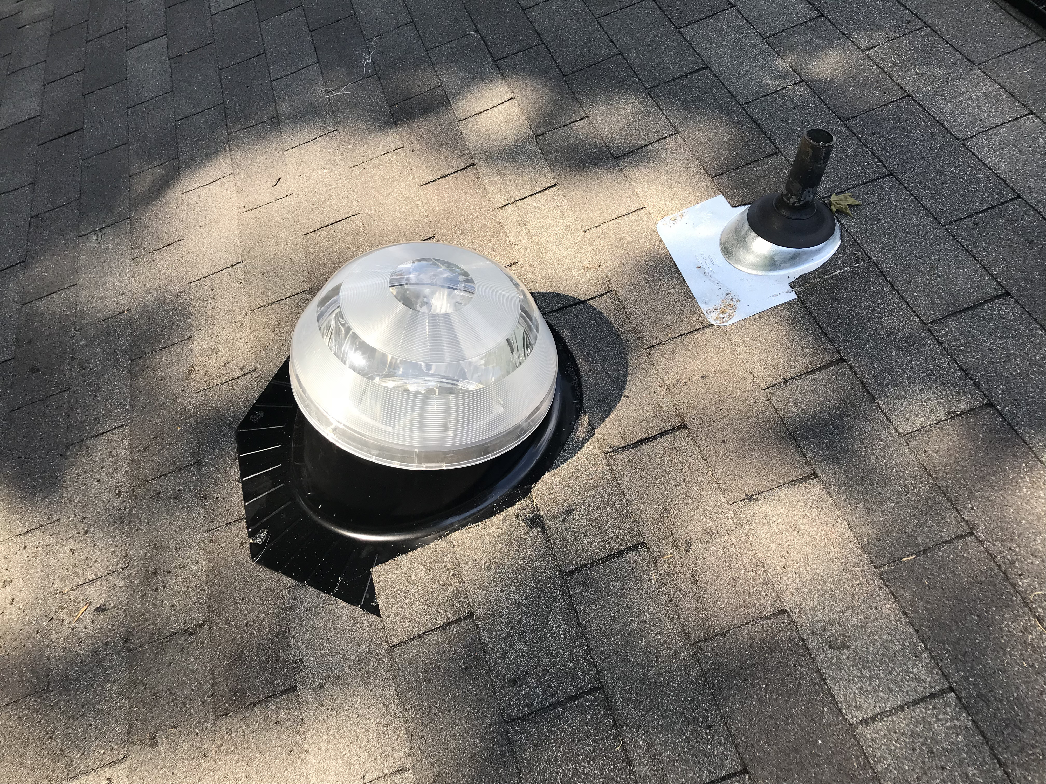 Solar tube installed from shingle roof auburn opelika al